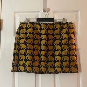 J. Crew Black and Gold Elephant Jacquard Mini Skirt